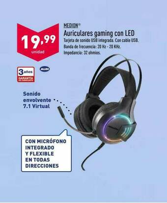 ALDI Medion Auriculares Gaming Con Led oferta