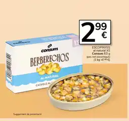 Supermercados Charter CONSUM ESCOPINYES al natural XS oferta