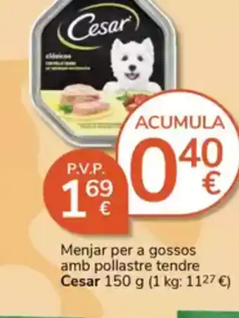 Supermercados Charter CESAR Menjar per a gossos amb pollastre tendre oferta