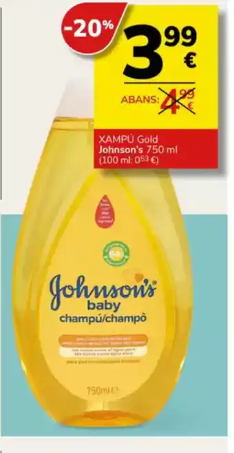 Supermercados Charter JOHNSONS XAMPÚ Gold oferta