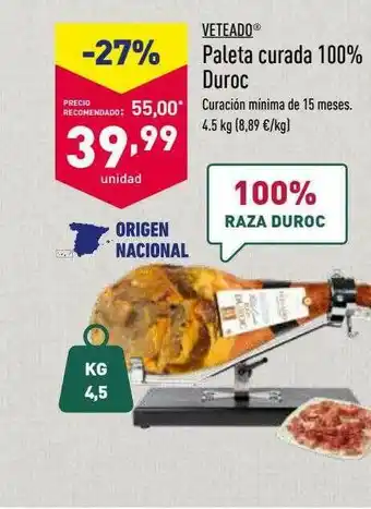 ALDI Veteado Paleta Curada 100% Duroc oferta