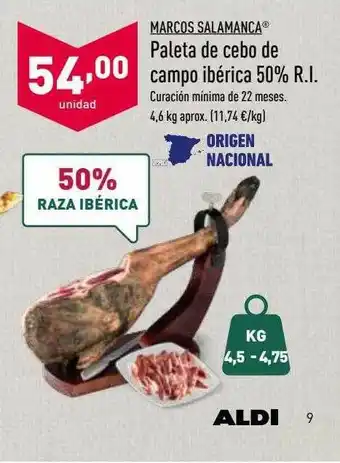ALDI Marcos Salamanca Paleta De Cebo De Campo Ibérica 50% R.i. oferta