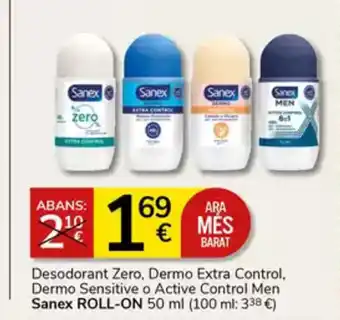 Supermercados Charter SANEX Desodorant Zero, Dermo Extra Control, Dermo Sensitive o Active Control Men oferta