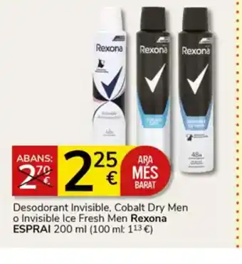 Supermercados Charter REXONA Invisible, Cobalt Dry Men o Invisible Ice Fresh Men oferta