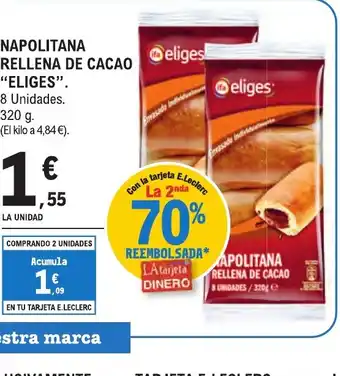 E.Leclerc ELIGES Napolitana rellena de caocao oferta