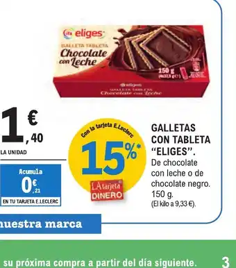 E.Leclerc ELIGES Galletas con tableta oferta