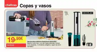 Chafiras Sacacorchos E Eléctrico Instancork Cecotec oferta