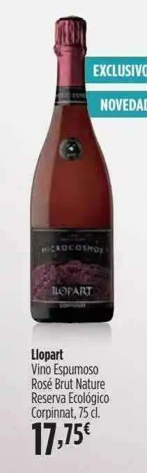 El Corte Inglés Llopart Vino Espumoso Rosé Brut Nature Reserva Ecológico Corpinnat oferta