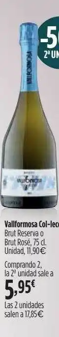 El Corte Inglés Vallformosa Col-leche Brut Reserva O Brut Rosé oferta