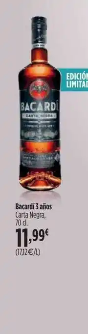 El Corte Inglés Bacardi 3 Años Carta Negra oferta