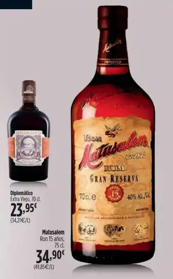El Corte Inglés Diplómatico Extra Viejo Matusalem Ron 15 Años oferta