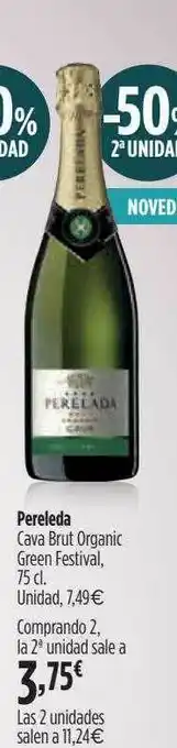 El Corte Inglés -50% 2a Unidad Pereleda Cava Brut Organic Green Festival oferta