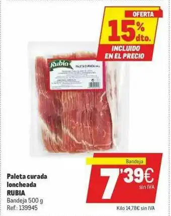 Makro 15% Dto. Paleta Curada Loncheada Rubia oferta