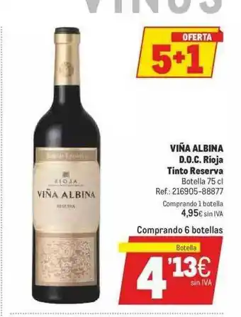Makro 5+1 Viña Albina D.o.c. Rioja Tinto Reserva oferta