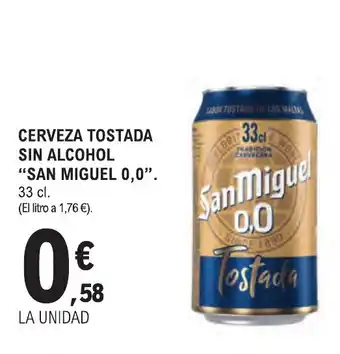 E.Leclerc "SAN MIGUEL 0,0" Cerveza tostada sin alcohol oferta