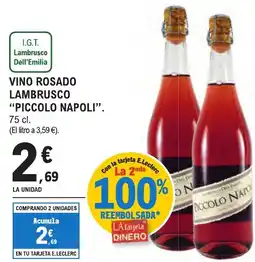 E.Leclerc "PICCOLO NAPOLI" Vino rosado lambrusco oferta