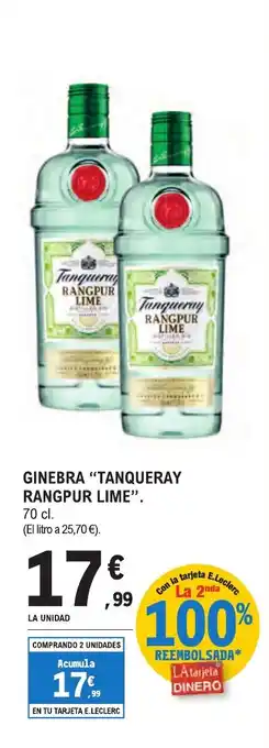 E.Leclerc "TANQUERAY RANGPUR LIME" Ginebra oferta