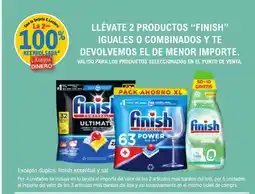 E.Leclerc "FINISH" Llévate 2 productos iguales o combinados y te devolvemos el de menor importe oferta