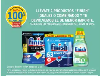 E.Leclerc "FINISH" Llévate 2 productos iguales o combinados y te devolvemos el de menor importe oferta