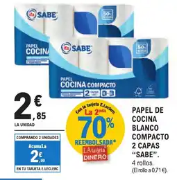 E.Leclerc IFA SABE Papel de cocina blanco compacto 2 capas oferta