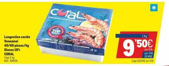 Makro Langostino Cocido Vannamei 40 60 Piezas Kg Glaseo 10% Coral oferta