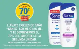 E.Leclerc SANEX Llévate 2 geles de baño o y te devolvemos el 70% del importe de la segunda unidad. oferta