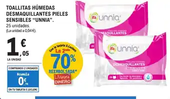 E.Leclerc "UNNIA" Toallitas húmedas desmaquillantes pieles sensibles oferta