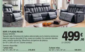 E.Leclerc Sofá 3 plazas relax. oferta