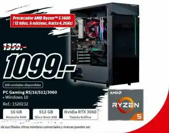 MediaMarkt Pc Gaming R5 15 512 3060 oferta