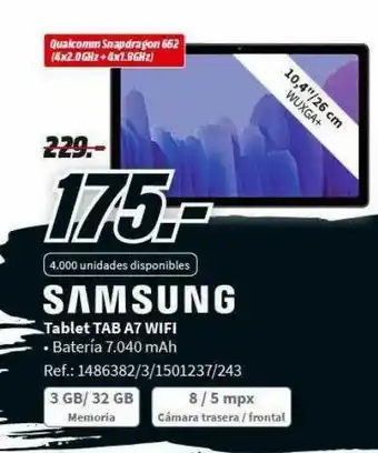 MediaMarkt Samsung Tablet Tab A7 Wifi oferta