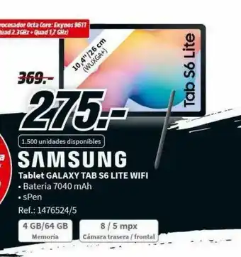 MediaMarkt Samung Tablet Galaxy Tab S6 Lite Wifi oferta