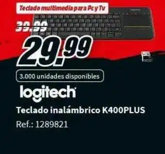 MediaMarkt Logitech Teclado Inalámbrico K400plus oferta