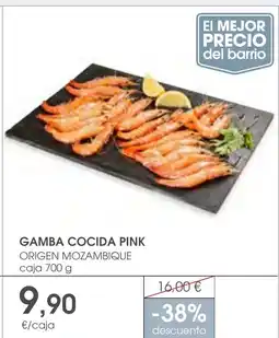 Supermercados Plaza GAMBA COCIDA PINK ORIGEN MOZAMBIQUE caja oferta