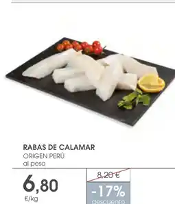 Supermercados Plaza RABAS DE CALAMAR ORIGEN PERÚ oferta