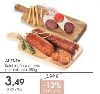 Supermercados Plaza ATIENZA Salchichón o chorizo de la abuela, oferta