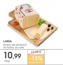 Supermercados Plaza LARSA Queso de sandwich en barra, al corte oferta