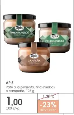 Supermercados Plaza APIS Paté a la pimienta, finas hierbas o campaña, oferta