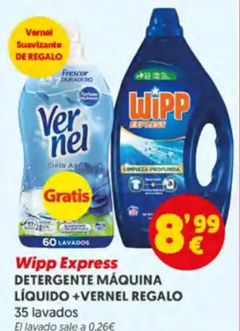 Supermercados Plaza Wipp Express DETERGENTE MÁQUINA LÍQUIDO +VERNEL REGALO oferta