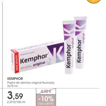 Supermercados Plaza Kemphor Pasta de dientes original fluorada, oferta