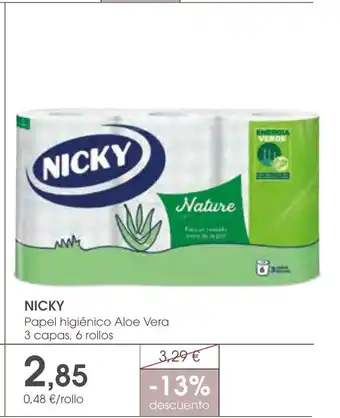 Supermercados Plaza NICKY Papel higiénico Aloe Vera oferta