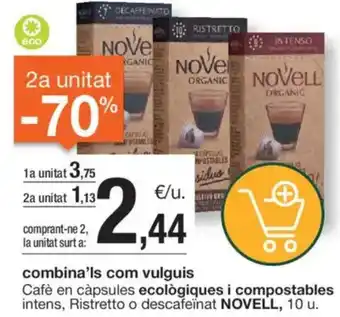 BonpreuEsclat Combina'ls com vulguis cafè en càpsules ecològiques i compostables intens, ristretto o descafeinat novell, 10 u. oferta