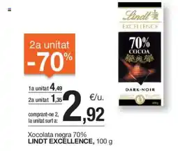 BonpreuEsclat Xocolata negra 70% LINDT EXCELLENCE, oferta