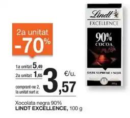 BonpreuEsclat Xocolata negra 90% LINDT EXCELLENCE, oferta