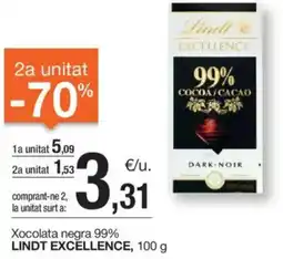 BonpreuEsclat Xocolata negra 99% LINDT EXCELLENCE, oferta