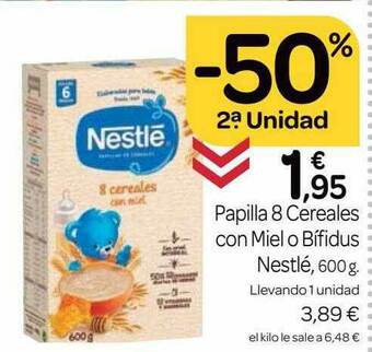 Supermercados El Jamón -50% 2a. Unidad Papilla 8 Cereales Con Miel O Bifidus Nestlé oferta