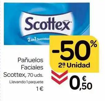 Supermercados El Jamón -50% 2a Unidad Pañuelos Faciales Scottex oferta