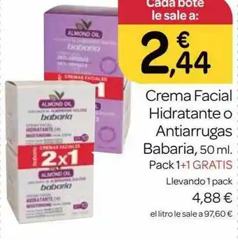 Supermercados El Jamón Crema Facial Hidratante O Antiarrugas Babaria oferta