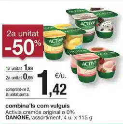 BonpreuEsclat combina'ls com vulguis Activia cremós original o 0% DANONE oferta