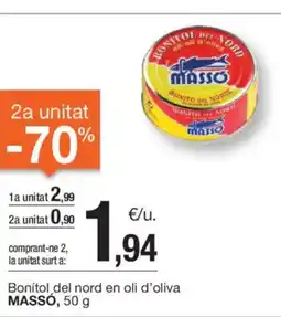 BonpreuEsclat Bonítol del nord en oli d'oliva MASSO, oferta