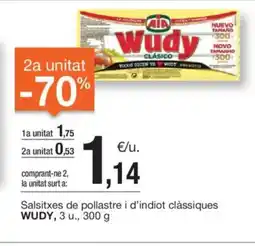 BonpreuEsclat Salsitxes de pollastre i d'indiot clàssiques WUDY, 3 u., oferta